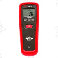 TRIPLETT Carbon Monoxide Detector: Built in Sensors/Custom Alerts/Self Calibration, Carbon Monoxide (MPN GSM120). Key specifications — attr1000617: GSM120; attr1000624: TRIPLETT; attr1000625: Not Certified; attr1000626: LCD with Backlight; attr1000629: Self Calibration in Fresh Air; attr1000630: Rubber Holster; attr1000647: ±5% of Reading or ±10ppm (Whichever is Greater); attr1000648: Battery.