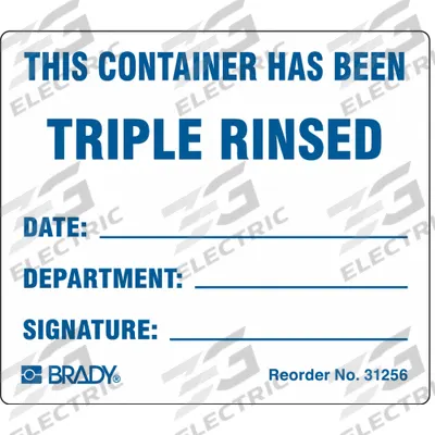 BRADY Handling Label: This Container Has Been Triple Rinsed, 2 7/8 in x 2 1/2 in - Regulated
