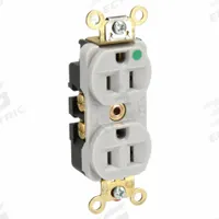 HUBBELL Receptacle: Hospital Grade Fed. Spec., Duplex, 5-15R, Gray, 125V AC, 15 A, 2 Pole / 3 Wire (MPN HBL8200ILGY)