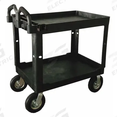 APPROVED VENDOR Utility Cart: 500 lb, 2 Shelves, 38 in L x 24 in W Self, Black - Utility Carts For Rough Surfaces