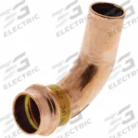 NIBCO Crimp Elbow Fitting: 90° Elbow, 1 1/4 in CTS x 1 1/4 in CTS x 1 1/4 in Pipe size, Copper (MPN 9059255HPC). Key specifications — Brand: NIBCO; Broad - Material for Bullet: Copper Or Bronze; Fitting Size: 1-1/4 in CTS x 1-1/4 in CTS x 1-1/4 in Pipe; Brand - Broad: NIBCO.
