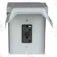 GE Unmetered Surface Power Outlet: 20 A, 120V AC, 5-20R, Includes GFCI (MPN U010010). Key specifications — attr952388: GE; attr981144: Yes; attr981149: Steel; attr981159: 3R.