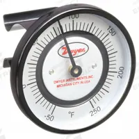 DWYER Clip Pipe Mount Dial Thermometer: -50°F to 250°F, +/- 2% Accuracy, 2 in Dial Dia (MPN STC351). Key specifications — Accuracy: +/- 2%; Brand: DWYER.