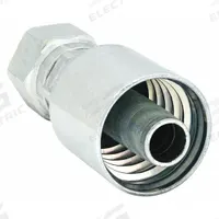 PARKER Hydraulic Crimp Fitting: Steel x Steel, Straight, -4 For Hose Dash Size, Female x Genderless (MPN 1JS43-4-4). Key specifications — Fitting Gender: Female x Genderless; Fitting Connection Type: ORS x Crimp; For Hose Dash Size: -4; Thread Size: 9/16"-18; Brand: PARKER.