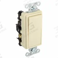 BRYANT Wall Switch: Rocker Switch, 4-Way, Maintained, Ivory, 120/277V AC, 20 A (MPN 9904I). Key specifications — Illuminated: No; Voltage Rating: 120/277V AC.