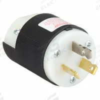 HUBBELL Straight Blade Plug: 10-20P, 125/250V AC, 20 A, 3 Pole, 3 Blade, Black (MPN HBL9977C)