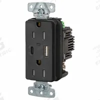 USB Receptacle: Duplex, 5-15R, 2 USB Ports, USB Type A/C, Black, 125V AC, 15 A (MPN USB15ACPDBK). Key specifications — Brand: HUBBELL.