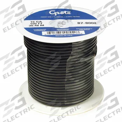 GROTE Automotive Wire: GXL, 100 ft, 1 Conductor, 18 AWG, Black - XLPE-Insulated General Purpose Primary Wires
