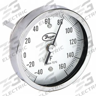 Dwyer Min/Max Dial Thermometer: -40°F to 160°F to -40°C to 71.1°C, +/- 2% Accuracy - Min/Max-Reading Thread-Mount Dial Thermometers
