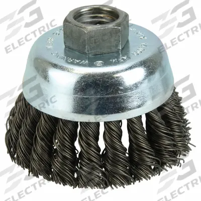 WEILER Knot Wire Cup Brush: Twisted Steel, 3 in Dia, 0.02 in Fill Dia - Heavy-Cleaning Brushes for Contoured Carbon Steel Surfaces