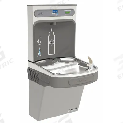 ELKAY Drinking Fountain with Bottle Filler: On-Wall, 8 gph @ 50°F, Stainless Steel - On-Wall Single Drinking Fountains with Bottle Fillers
