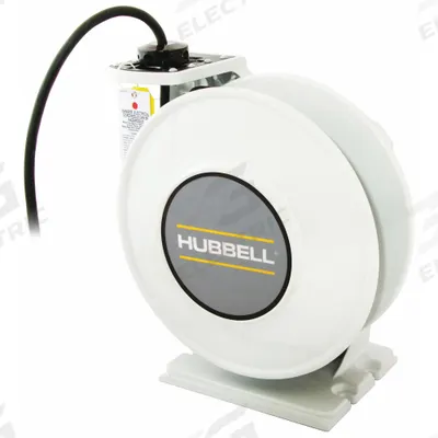 HUBBELL WIRING DEVICE-KELLEMS Extension Cord Reel: Ratchet Lock, 25 ft Cord Lg, 12 AWG, SJO - Hardwired Self-Retracting Cord Reels