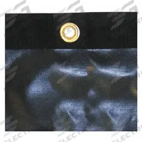 BUYERS PRODUCTS Tarp: 15 ft Lg, 7 ft Wd, Std Duty, 10 mil, Vinyl, Black, 12 oz/sq yd, PVC Coated (MPN 3011352). Key specifications — Color: Black; Brand: BUYERS PRODUCTS; Fabric Coating: PVC Coated.