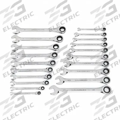 GEARWRENCH Combination Ratcheting Wrench Set: Alloy Steel, Full Polish Chrome, Std - SAE & Metric 12-Point Ratcheting Combination Wrench Sets