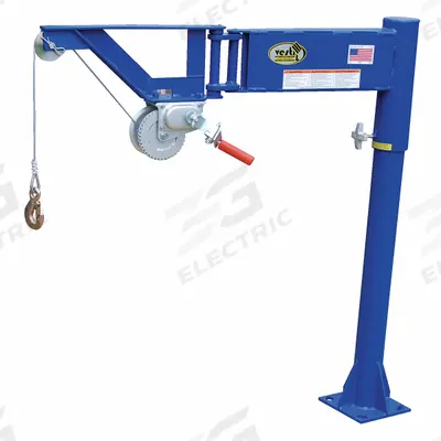 VESTIL Davit Crane: Steel, Manual, 400 lb Max. Load Capacity, 3 ft to 3 ft - Steel Davit Crane Kits with Bases