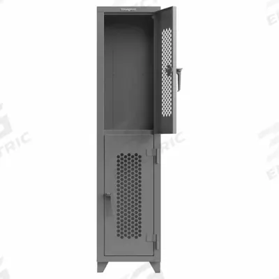 STRONG HOLD Locker: 18 in x 18 in x 75 in, Ventilated, 2 Tiers, 2 Units Wide, Padlock Hasp - Ventilated Metal Wardrobe Lockers
