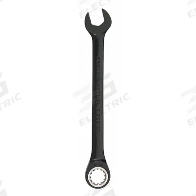 PROTO Combination Wrench: Alloy Steel, Black Chrome, 17 mm Head Size, 8 3/4 in Overall Lg - Metric Spline Ratcheting Combination Wrenches