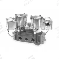 PARKER Solenoid Air Control Valve: Valvair, Four-Way / Three-Position, Double Solenoid, 120V AC (MPN L6959922153). Key specifications — attr1084833: Open; attr1084839: Plug-In; attr1093196: Solenoid Coil Included; attr1084853: Internal Pilot; attr1084865: Non-Locking; attr1084872: Solenoid Air Control Valve; attr1084885: Double Solenoid; attr1084828: L6959922153.