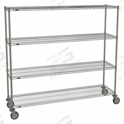 METRO Wire Shelving Unit: 72 in x 18 in x 69 in, Dry, Split Sleeve, 4 Shelves - Mobile Wire Shelving for Dry Use