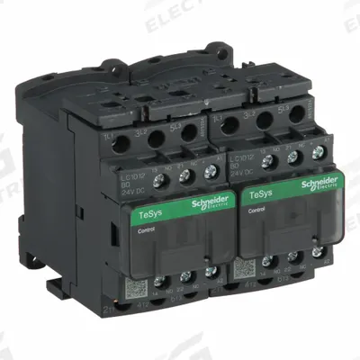 SCHNEIDER Magnetic Contactor: Reversing, 3 Poles, 3NO Contacts, 12 A - Reversing IEC Contactors