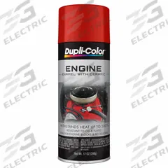 DUPLI-COLOR Automotive Paint: Interior, Engine Accessories/Engine Blocks, Solvent, Solvent-Based (MPN EDE163207). Key specifications — Color: Chrsyler Red; Coverage Area: 12 to 15 sq ft; Compatible Surface Material: Metal; Finish Texture: No Texture; Sheen: Gloss; Surface Texture: Smooth; Brand: DUPLI-COLOR.