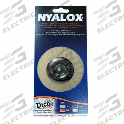 DICO Abrasive Wheel Brush: Nylon, 3" Dia x 3/8" Wd, Shank - Nonabrasive Cleaning Brushes