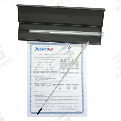 THERMCO Liquid-in-Glass Thermometer: 18°F to 89°F /-7°C, Full Immersion, +/-0.2°F - Tank-Gauging Liquid-in-Glass Thermometers with Cup