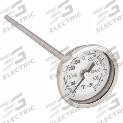 APPROVED VENDOR Dial Thermometer: 50°F to 550°F, 6 in Stem Lg - Back-Mount Fixed-Angle Thread-Mount Dial Thermometers