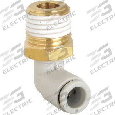 SMC Push-Fit Elbow Fitting: 10 mm OD x 1/4 in Pipe Size, Push-to-Connect x BSPT - Polybutylene & Brass Tube Fittings