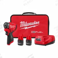 MILWAUKEE Impact Wrench Kit: 3/8 in Drive Size, 200 ft-lb Fastening Torque, Brushless, 12 V DC Volt (MPN 3049-22). Key specifications — attr1170829: Brushless; attr1170832: Standard.