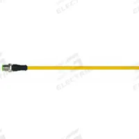 Cordset: M12 Male Straight X Bare Wire, 5 Pins, Yellow, PUR, 5 m Cable Lg, 4 A Max Current (A) (MPN 7000-12041-0350500). Key specifications — Cable Jacket Color: Yellow; End 1 Gender: Male; End 1 Mounting Orientation: Straight; End 2 Connection Type: Bare Wire; IP Rating: IP66K; Brand: MURRELEKTRONIK; Wire Size: 22 AWG; Cable Jacket Material: PUR.