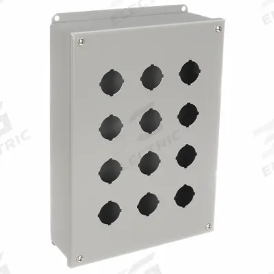 WIEGMANN Push Button Enclosure: 30mm, 12 Holes, Carbon Steel - Enclosures for 30mm Operators