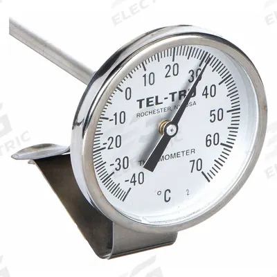 TEL-TRU Laboratory Dial Thermometer: -40°F to 70°F, +/- 1% Accuracy, 12 in Stem Lg - NSF-Rated Vat & Pan Clip-On Dial Thermometers