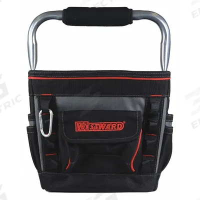WESTWARD Tool Tote: 13 in W x 12 in D x 15 in H, Black, Polyester, 13 Pockets - Polyester Tool Totes