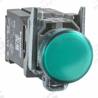 SCHNEIDER ELECTRIC Pilot Light: 22 mm Panel Mounting Size, Green, Incandescent, XB4 Series (MPN XB4BV33). Key specifications — Series: XB4; Brand: SCHNEIDER; Includes Push-To-Test: No Push-To-Test Included.