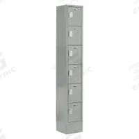 LOCKUP Box Locker: 12 in x 18 in x 82 in, 6 Tiers, 1 Units Wide, Louvered, Electronic Keypad, Gray (MPN LUPE-1W6T-LV1S-02-31-A). Key specifications — Locker Color: Gray; Door Type: Louvered; Brand: LOCKUP; Assembled: Assembled; Color Family: Gray.