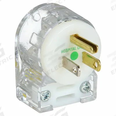 HUBBELL Straight Blade Plug: Hospital Grade, 5-15P, 125V AC, 15 A, 2 Pole, 3 Blade - Angled Plugs