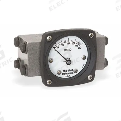 MIDWEST INSTRUMENT Differential Pressure Gauge: Back, 1/4 in NPT Female, ±3-2-3% Gauge Accuracy - Medium & High Operating Pressure Differential Gauges