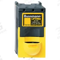 BUSSMANN Fuse Block: Finger-Safe, 3 Pole, 600 V AC, DIN Rail/Panel Mounting, Box Lug Termination (MPN OPM-1038RC). Key specifications — Brand: BUSSMANN.