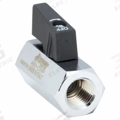 JOMAR VALVE Manual Two-Way Ball Valve: 1/4 in, Chrome-Plated Brass, Straight, FIP x FIP - Mini Brass Ball Valves