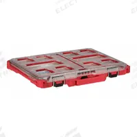 MILWAUKEE PACKOUT Tool Case: 19 11/16 in W x 16 5/16 in D x 2 1/2 in H, Plastic, Red, 10 Dividers (MPN 48-22-8431). Key specifications — attr1120253: MILWAUKEE; attr1120340: Plastic; attr1120341: Red; attr1120220: (1) Packout Low Profile Organizer.