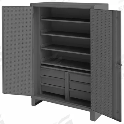 DURHAM MFG Pegboard Cabinet: 48 in x 24 in x 78 in, Swing Handle & Padlock Hasp - Industrial Shelf Cabinets with Drawers & Pegboards
