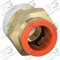 SMC Push-Fit Adapter Fitting: 1/2 in OD x 1/2 in Pipe Size, Push-to-Connect x MNPT, Brass, Brass (MPN KQ2H13-37AS). Key specifications — Brand: SMC; Thread Size A: 1/2".