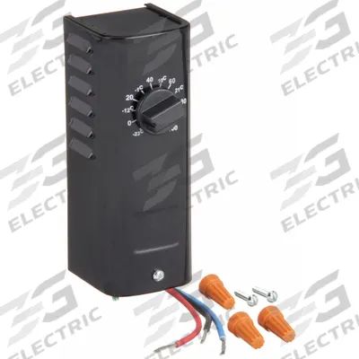 Dayton Line Volt Mechanical Tstat: Heat or Cool, Steel, -10° to 100°F, 2°F, Bi-Metal - Indoor Single-Stage Controls