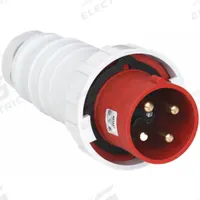 BRYANT Pin and Sleeve Plug: Red, 480V AC, Three Phase, 100 A, 3 Pole, 4 Wire, IEC Grounding (MPN BRY4100P7W). Key specifications — Brand: BRYANT.