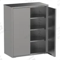 JAMCO Storage Cabinet: 36 in x 18 in x 61 in, Paddle Handle & Keyed, 18 ga Panel Thick, Shelves (MPN KF136). Key specifications — Cabinet Color: Gray; Method of Construction: Welded; Assembled: Assembled; Mobility: Stationary; Adjustable Shelves: Adjustable; Cabinet Finish: Polished; Cabinet Material: Stainless Steel; Brand: JAMCO.