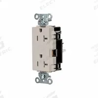 HUBBELL Receptacle: Decorator Duplex, 5-20, Light Almond, 125V AC, 20 A, 2 Pole / 3 Wire (MPN DR20STLA)