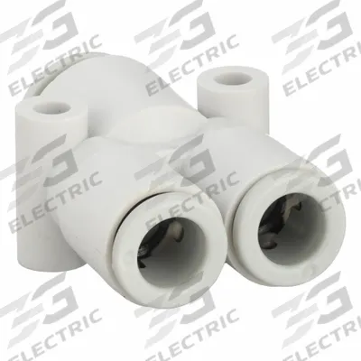 SMC Push-Fit Wye Fitting: 6 mm OD x 6 mm OD x 8 mm OD Size, Polybutylene Terephthalate - Polybutylene & Brass Tube Fittings