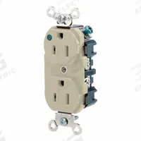 LEVITON Straight Blade Duplex Receptacle: Hospital Grade, Duplex, 5-15R, Ivory, 125V AC, 15 A (MPN 8200-PLI)