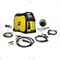 ESAB Multiprocess Welder: Rebel EMP 285ic, DC, MIG/Stick Pack (MPN 0558102556). Key specifications — Maximum Amperage (Stick): 350 A; Maximum Amperage (TIG): 350 A; Input Voltage (Nominal) (Merch - Table Column, Filters): 575V.